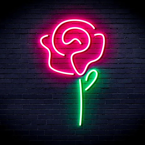 ADVPRO Rose Flower Women Room Decor Flex Silicona LED Neon Sign Verde y Rosa st16s32-fnu0034-gk Verde & Rosa