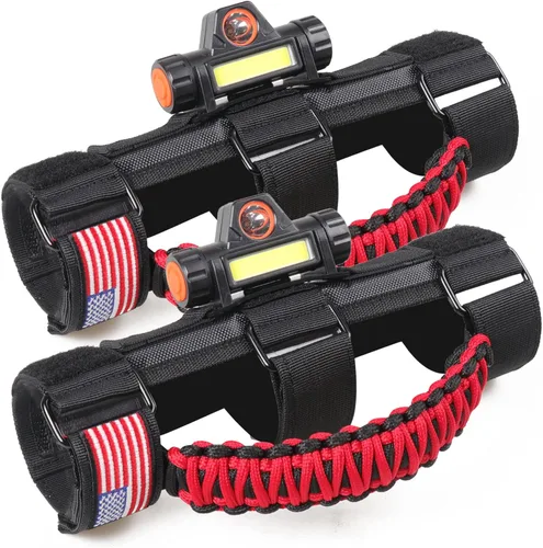 Asas de agarre para barra estabilizadora con luz de techo para 1945-2025 Jeep Wrangler CJ YJ TJ JK JL Gladiator JT UTV Polaris RZR 2.0”-4.0” jaula 2