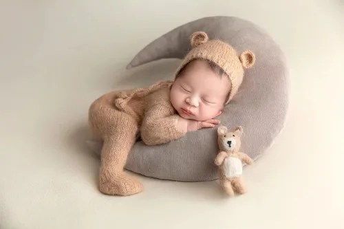 Miniatura 2 de Moda recién nacido niños niñas bebé sesión de fotos accesorios trajes ganchillo ropa mohair sombrero pantalones fotografía accesorios disfraz Caqui