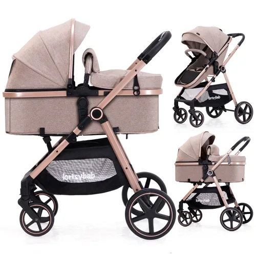Lortsybab Cochecito de bebé 2 en 1 - Cochecito plegable infantil para recién nacidos con asiento reversible - Cochecitos para niños pequeños de 0 a