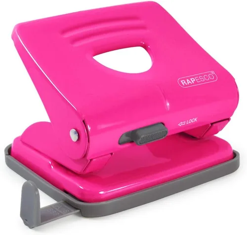 Miniatura 4 de Rapesco 1030 Punzón de metal de 2 agujeros, capacidad para 25 hojas, color negro