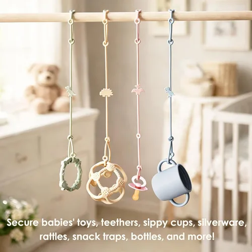 Miniatura 2 de Andy Bear Correas de juguete para bebé, correas de seguridad de juguete de silicona para silla alta, correas de juguete para cochecitos, silla alta