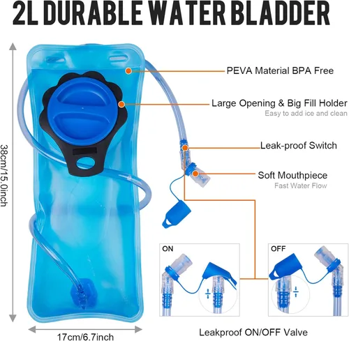 Miniatura 3 de G4Free Mochila de hidratación aislada con vejiga libre de BPA de 2L para correr al aire libre, senderismo, ciclismo, camping