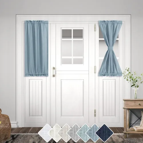 Miniatura 27 de KOUFALL Cortinas de luz lateral para puerta de 72 pulgadas de largo para ventanas laterales, mezcla de lino, protección de privacidad, filtrado