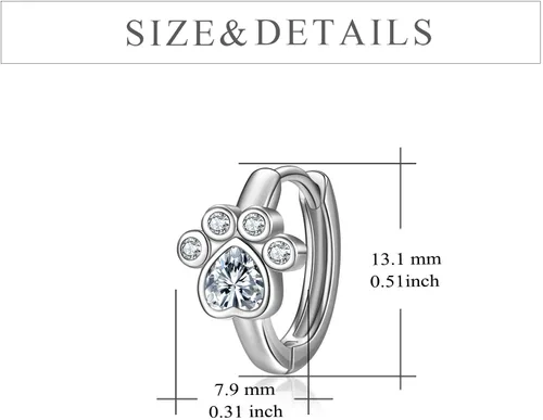 Miniatura 6 de Aretes de plata de ley 925 para mujer, aretes hipoalergénicos, Plata de ley, Circonia cúbica
