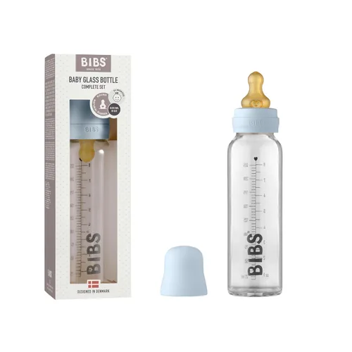 Miniatura 13 de BIBS Biberón de cristal para bebé. Anti-cólico. Pezón redondo de látex de caucho natural. Soporta lactancia materna, juego completo - 3.7 fl oz, nube