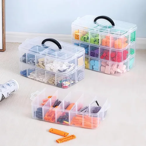 Miniatura 2 de Sooyee - Caja de almacenamiento de 3 capas para cosas y manualidades con 30 compartimentos ajustables para organizar cinta Washi, accesorios
