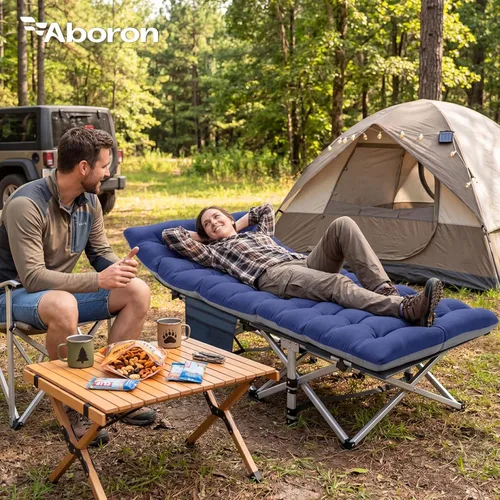 Miniatura 2 de ABORON Catre de Campamento para Adultos de 28" Extra Ancho, Paquete de 2 Catres Oxford 1200D Resistentes para Dormir, Cama de Campamento Plegable