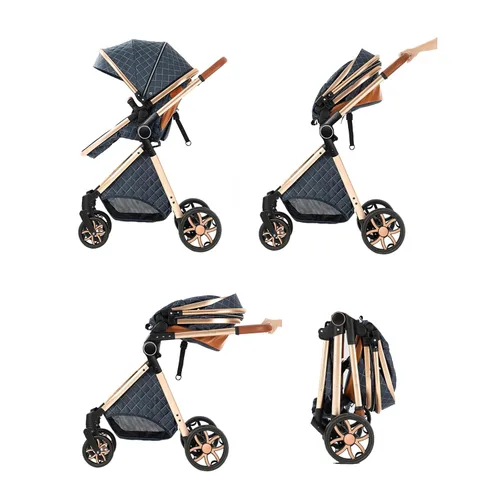 Miniatura 9 de Cochecito de bebé 2 en 1 con modo moisés, cochecito reversible, plegable con un solo clic, cochecito de viaje para recién nacido, cochecito