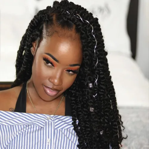 Miniatura 7 de Paquete de 8 extensiones de cabello de ganchillo de 12 pulgadas, trenzas de ganchillo senegalesas, rizados, con rizos de resorte, para mujeres