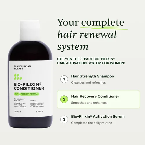 Miniatura 6 de Scandinavian Biolabs Acondicionador Bio-Pilixin para mujer Previene puntas abiertas y dañadas, restaura el cabello débil, apoya la vitalidad