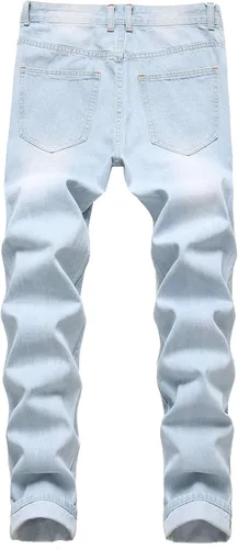 Miniatura 2 de Jeans elásticos ajustados para hombre con pantalones regulares elásticos rasgados