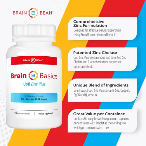 Miniatura 5 de Brain Basics Opti Zinc Plus - Suplemento de zinc con quercetina, EGCG y cobre. Fórmula de apoyo inmunológico - 60 cápsulas