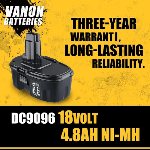 Miniatura 2 de VANON Paquete de 2 baterías de repuesto de 4800 mAh DC9096 DC9099 Ni-MH para Dewalt 18 voltios batería DC9098 DW9098 DW9099 DW9095 DW9096