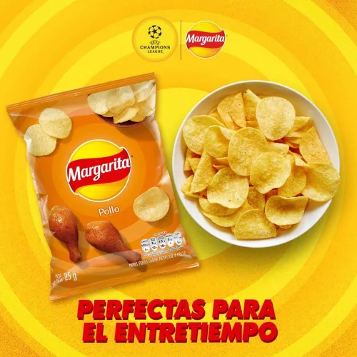 Miniatura 5 de Papas Margarita (paquete de 24) Papas fritas crujientes sabor pollo y barbacoa Papitas Margarita de Pollo y BBQ mecato Colombiano Bocadillos