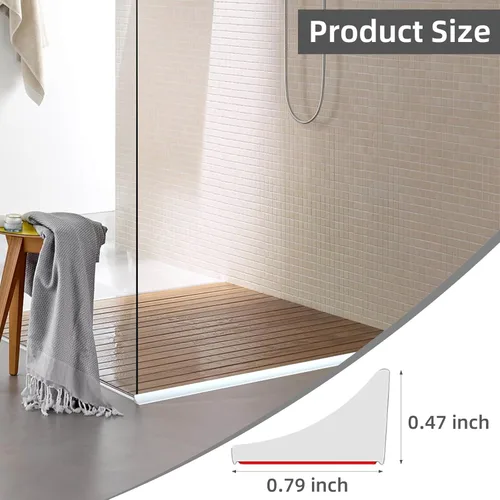Miniatura 2 de Barrera de umbral de ducha plegable de 39 pulgadas, tapón de agua de silicona autoadhesiva para bañera, protector de salpicaduras de agua para baño
