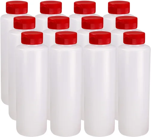 Miniatura 7 de Pinnacle Mercantile Botellas de plástico para condimentos con rociador y dispensador con tapa de bisagra negra grande de 32 onzas, vacías, paquete