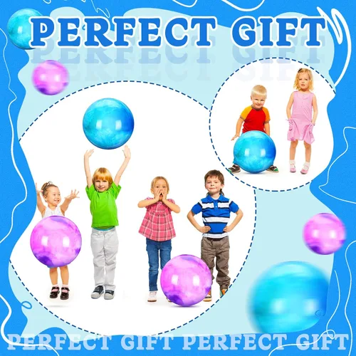 Miniatura 6 de Deekin 2 Piezas Pelotas Saltarinas Marmoleadas de 15 Pulgadas 18 Pulgadas Pelotas Sensoriales de Goma Inflables Grandes para Patio de Recreo Azul