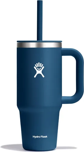 Miniatura 100 de Hydro Flask Vaso de Viaje con Asa, Tapa y Pajita - Acero Inoxidable Aislado en 24 Oz Aloe