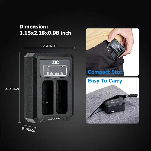 Miniatura 8 de EN-EL14 EN-EL14a Cargador de batería dual cable USB integrado, compatible con Nikon D3500 D3400 D3300 D3200 D3100 D5600 D5500 D5300 D5200 D5100