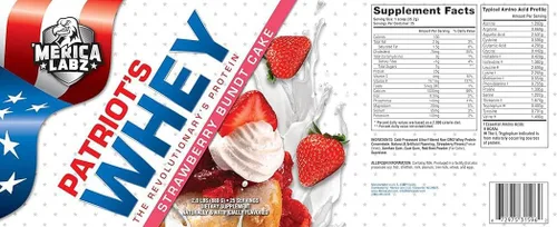Miniatura 4 de Merica Labz Patriot's Whey, proteína de The Revolutionary's Protein, 0.88 oz de proteína, 25 porciones (pastel de fresa Bundt)