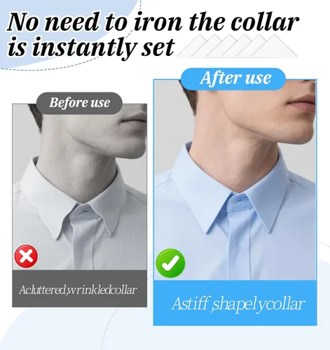 Miniatura 3 de 120 piezas de inserciones de cuello de camisa de vestir, soportes de cuello de plástico para camisas de polo, insertos autoadhesivos para camisas
