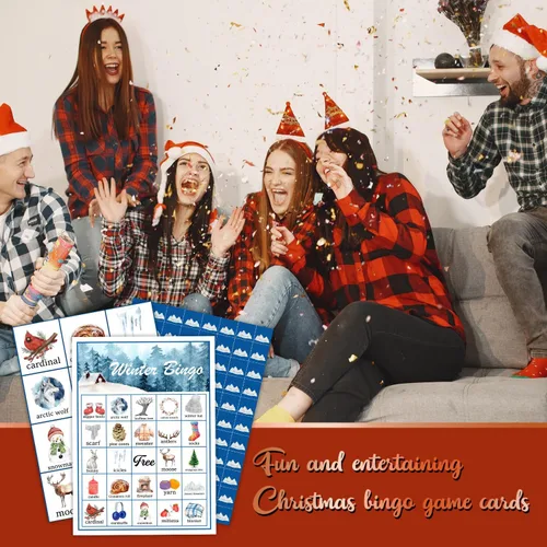 Miniatura 4 de Juegos de fiesta de bingo de Navidad, juegos de fiesta de Navidad para suministros de fiesta de Navidad, 24 jugadores, suministros de fiesta