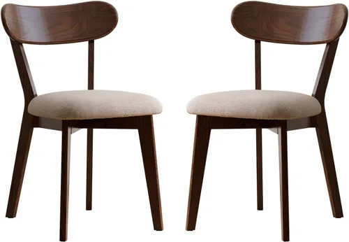 Miniatura 18 de Sillas de comedor de roble macizo 100%, silla de comedor moderna de mediados de siglo con respaldo curvo, sillas de comedor tapizadas en tela
