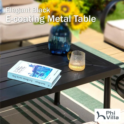 Miniatura 4 de PHI VILLA Juego de muebles de patio de metal extra grandes, marco de acero resistente para todo tipo de clima, juegos de conversación para patio