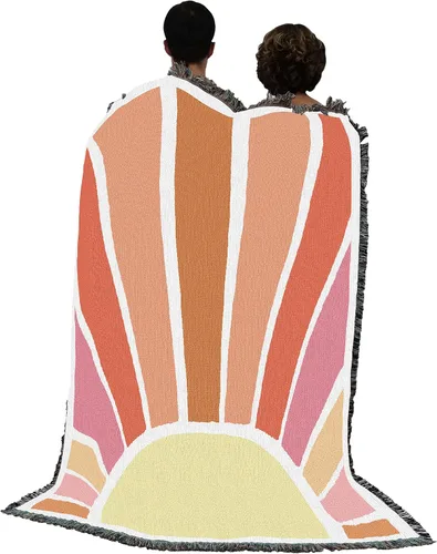 Miniatura 3 de Pure Country Weavers Manta retro con diseño de explosión de sol, manta de tapiz de regalo tejida de algodón, fabricada en los Estados Unidos