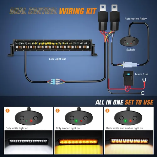Miniatura 4 de Nilight - Barra de luz LED 7D de 22 pulgadas, 150W, combo de haz de inundación y foco, ámbar y blanco, luz de trabajo todoterreno, luces de Blanco