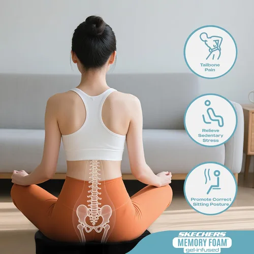Miniatura 6 de Skechers Cojín de asiento de gel y espuma viscoelástica de alta calidad, cojín para silla de oficina para aliviar el dolor de coxis, almohada