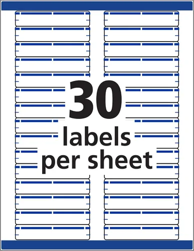 Miniatura 5 de Avery TrueBlock - Etiquetas para carpetas de archivos, 2/3 pulgadas x 3-7/16 pulgadas, 1,500 etiquetas imprimibles, blanco/azul, permanentes (5766)