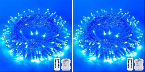 Miniatura 30 de JMEXSUSS Luces de Navidad multicolor que funcionan con pilas con 8 modos de control remoto, impermeables, 33 pies, 100 luces LED de Navidad
