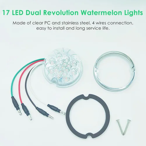 Miniatura 6 de 2 luces direccionales rojas de doble revolución y marcador a verde, auxiliares, 17 luces LED de sandía, lente transparente y bisel de acero