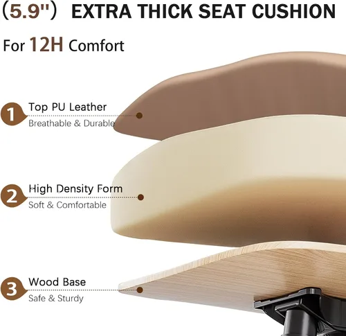 Miniatura 7 de Silla de oficina ejecutiva reclinable de 155° con soporte lumbar ajustable, cómoda silla de escritorio para computadora con reposapiés, silla