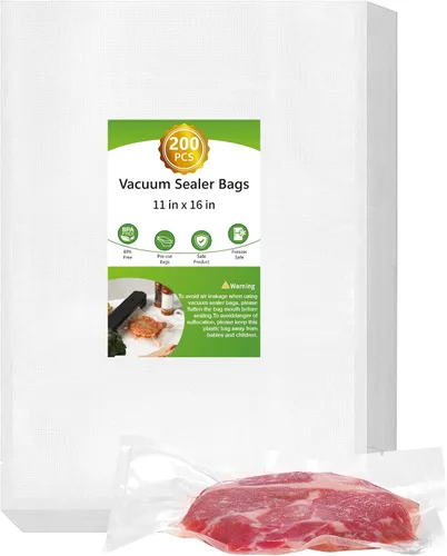 Moretoes 200 bolsas selladoras al vacío, bolsas ahorradoras de alimentos de 11 x 16 pulgadas, sin BPA, precortadas de grado comercial, bolsas para
