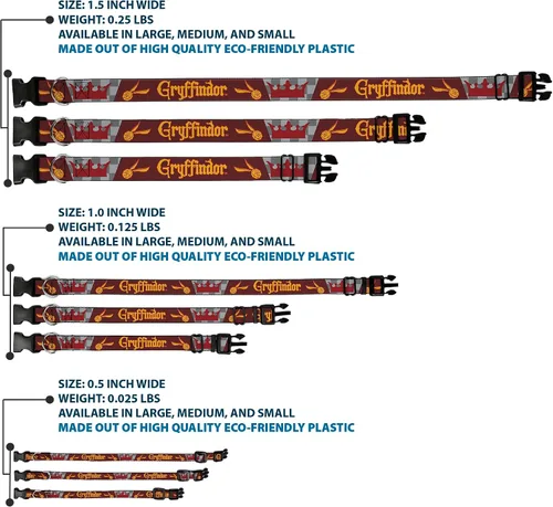 Miniatura 3 de Warner Bros. Collar para mascotas, collar de perro, hebilla de plástico, corona de bola de Quiditch de Harry Potter Gryffindor, oro rojo, gris, 9.5