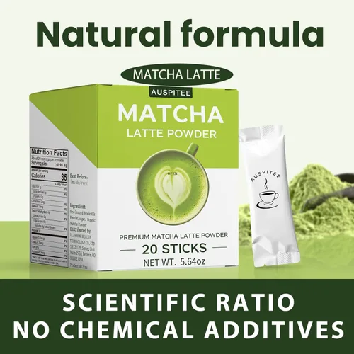 Miniatura 6 de Matcha Latte - Paquete individual de polvo de té verde con leche, mezcla de ciencia barista premium, bolsas individuales de matcha (20)