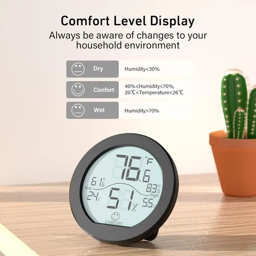 Miniatura 3 de SECRUI Higrómetro Termómetro para Temperatura de Habitación Medidor de Humedad Termómetro Interior Calibración de Precisión Sensor de Temperatura