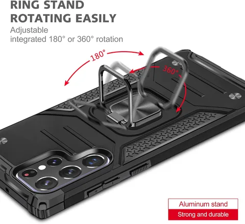Miniatura 6 de YmhxcY Funda para Galaxy S22 Ultra para Galaxy S22 Ultra con protector de pantalla curvado 3D, funda de grado armadura con soporte giratorio
