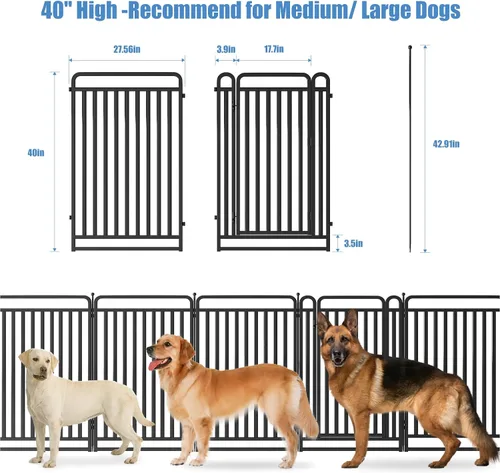 Miniatura 2 de Corralito para perros versión gruesa, cercas de 40 pulgadas para el patio, corral portátil para perros grandes, medianos y pequeños, parque