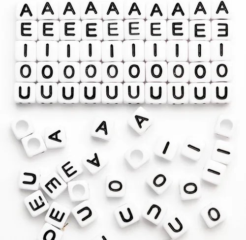 STU-500FZM-AEIOU, 500 cuentas de letras acrílicas en forma de cubo de 15/64 x 0.236 pulgadas, letras B, cuentas del alfabeto para hacer pulseras,