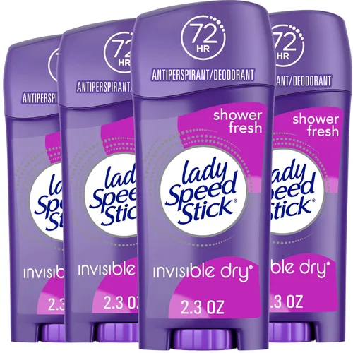 Lady Speed Stick Desodorante antitranspirante para mujer, protección contra el sudor y el olor 72 HR, secado invisible, aroma fresco de ducha, barra