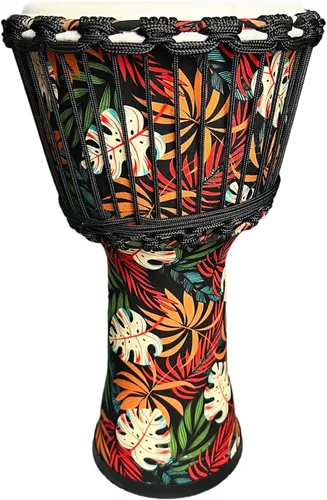 TAOSKNE Pandereta Djembe de 8.5 pulgadas, estilo africano occidental, cabeza de tambor de piel de cabra, calidad de sonido profesional, tambor de
