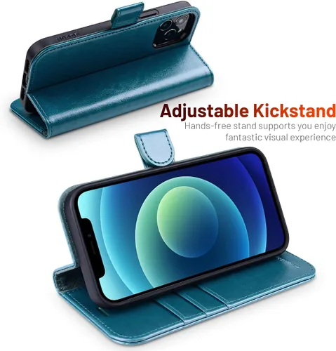 Miniatura 5 de OCASE Compatible con Funda iPhone 12/Compatible con Funda Billetera iPhone 12 Pro, Funda de Cuero PU con Tapa y Portadores de Tarjetas con Bloqueo