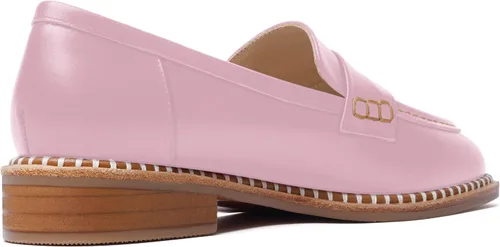 Miniatura 5 de FOGEENA Mocasines de cuero mate para mujer, estilo casual, sin cordones, punta redonda, tacón bajo grueso, zapatos de vestir de 1 pulgada