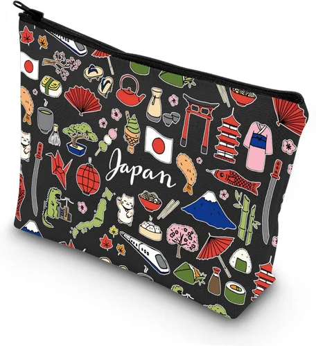 Miniatura 10 de LEVLO Bolsa de viaje Japón - Bolsa con cremallera para regalos de viaje japoneses, Japan, Bolsa de cosméticos