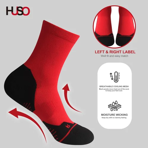 Miniatura 5 de HUSO Performance - Calcetines deportivos de compresión para hombre y mujer, 1,2,3,4,6 pares