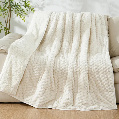 Miniatura 11 de Cottonblue Manta con peso de 15 libras de forro polar de burbujas felpa Sherpa para adultos, se adapta a camas de tamaño individual/matrimonial